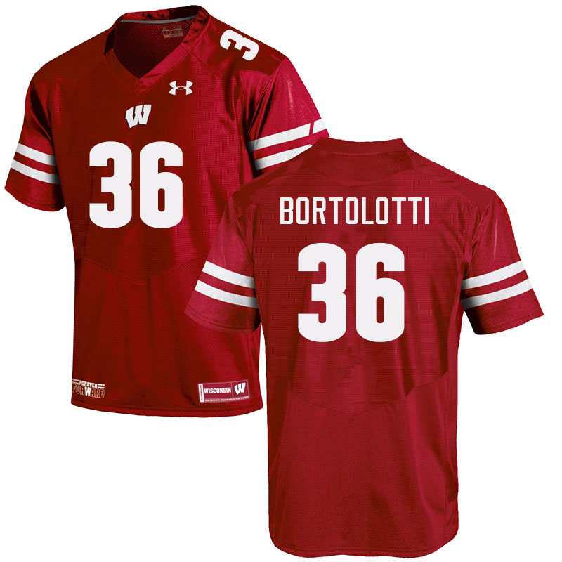 Wisconsin Badgers Men's #36 Grover Bortolotti NCAA Under Armour Authentic Red College Stitched Football Jersey LF40U12MA